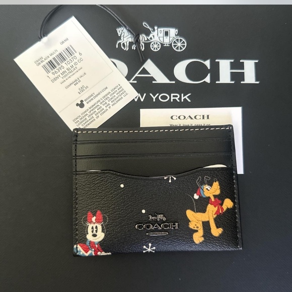 NWT Disney X Coach Slim Id Card Case With Holiday Print - Picture 3 of 5